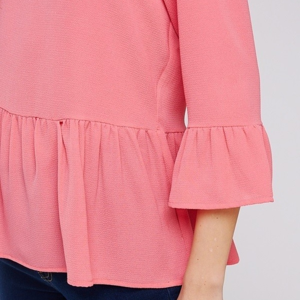 2 Hearts Ruffled Sleeve and Hem Top - Picture 4 of 6